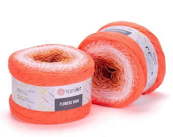 YarnArt Flowers Vivid Cake Yarn: 55% Cotton Multicolor Crochet Shawl Yarn