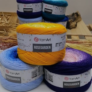 YarnArt Rosegarden-Gradient Yarn,Crochet,Knitting,Rainbow Yarn,Cotton Lace Soft Yarn,Shawl Yarn,Dress Yarn,Fingering Yarn,%100 Cotton,1000m