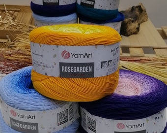 YarnArt Rosegarden Rainbow Cotton Yarn, Fingering Weight, 1000m