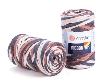 YarnArt Ribbon VR-Bag, fil de coton, fil multicolore, fil pour accessoires, fil à tricoter, fil à crocheter, 8,80 oz, 136,70 vg