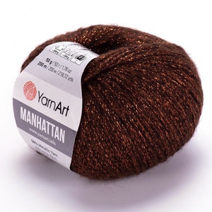 YarnArt Manhattan-Metallic Yarn,Wool Yarn,Acrylic Yarn,Fantasy Yarn,Glittery Yarn,Knitting Yarn,Sparkle Yarn,Shiny Yarn, 1.76 Oz, 218.72 Yds