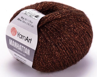 YarnArt Manhattan-Metallic Yarn,Wool Yarn,Acrylic Yarn,Fantasy Yarn,Glittery Yarn,Knitting Yarn,Sparkle Yarn,Shiny Yarn, 1.76 Oz, 218.72 Yds