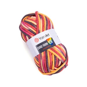 Filato per cordoncino YarnArt VR-Accessories, Filato per cordoncino da lavoro a maglia, Filato di cotone, Cordoncino per cuscini, Filato multicolore, 8,80 oz, 79,83 iarde