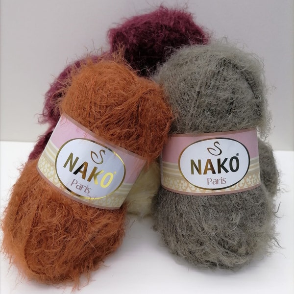 Nako Paris, 100g 3.52oz 245m 267yd Fil d'écharpe, fil de crochet, fil acrylique, fil de châle, fil d'hiver, fil de chapeau, fil à tricoter, fil Nako Paris