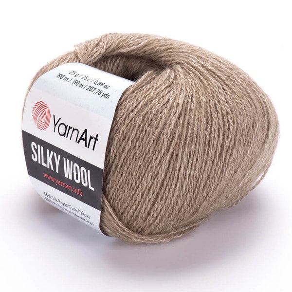 YarnArt Silky Wool - Luxury Yarn, Cardigan Yarn,Silky Wool,Merino Wool Yarn,Silk Yarn,Wool Yarn,Knitting Yarn,0.88 Oz,207.78 Yds,Winter Yarn