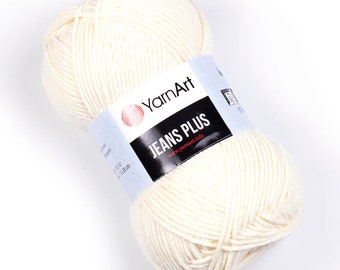 YarnArt Jeans Plus - Baby Yarn, Amigurumi Yarn,AntiPilling Yarn,Blanket Yarn,Acrylic Yarn, 55% Cotton Yarn,Knitting Yarn,3.52 Oz, 174.98 Yds