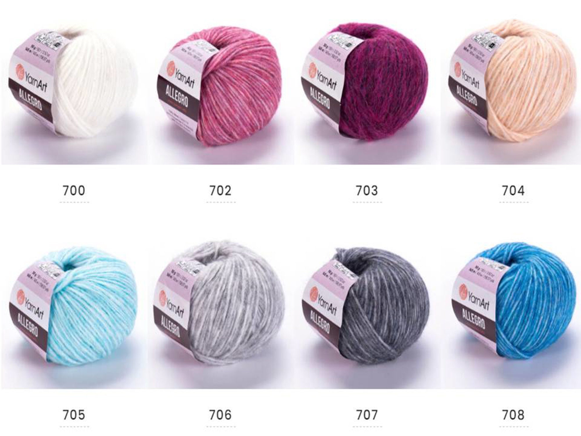 YarnArt Allegro Wolle in Color und Uni, weich, 13% Wolle 145m / 50g Farben
