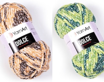 Yarnart Dolce,Velvet Yarn,Blanket Yarn,Velour Yarn,Plush Yarn,Bulky Yarn,Soft Yarn, Hypoallergenic Yarn,Summer yarn,3.52 Oz,131Yds