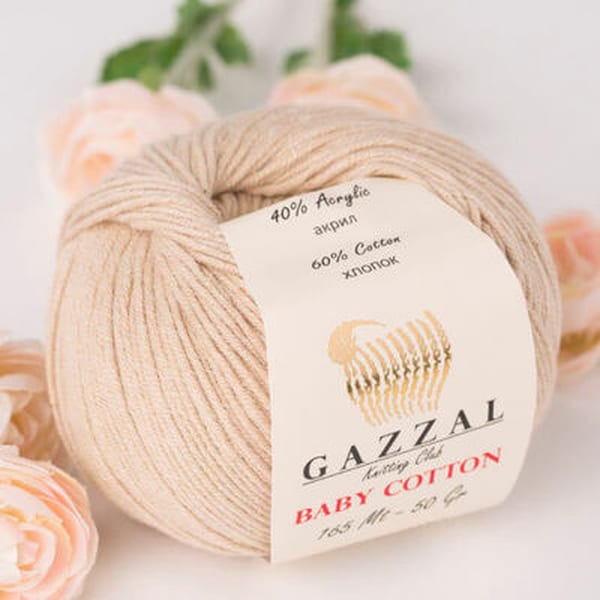 Gazzal Baby Baumwolle XL, Babygarn, super weich, Bio-Baumwollgarn hypoallergenes veganes Garn 50% Baumwolle je 1,76 Unzen (50g) / 114 Yrds (105m)