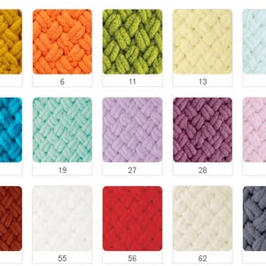 Puede incluir: Una colecci&oacute;n de muestras de hilo en varios colores, incluyendo amarillo, naranja, verde, azul claro, turquesa, verde menta, lavanda, morado, rosa, rojo, blanco, marr&oacute;n y gris. El hilo est&aacute; dispuesto en una cuadr&iacute;cula con n&uacute;meros debajo de cada muestra.