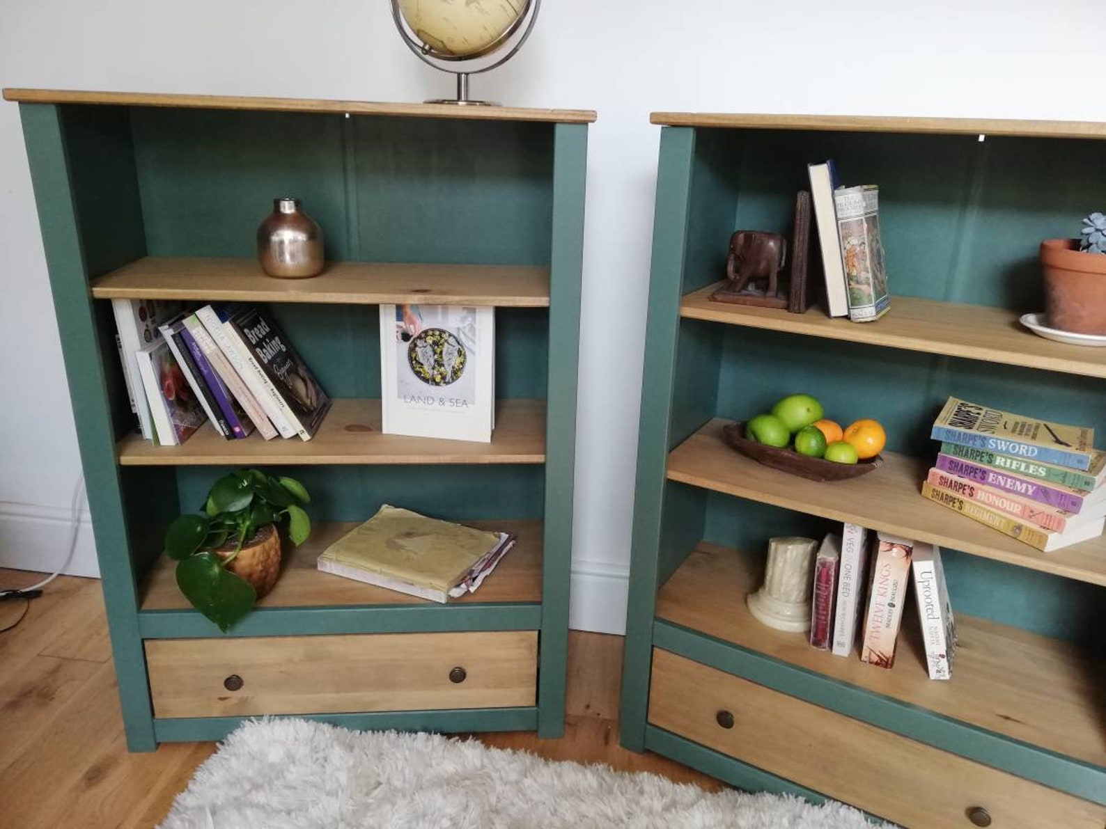 SOLD OUT Upcycled Green Bookcases Green Shelf Units Etsy