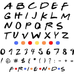 Friends Font Bundle, Friends Alphabet und Zahlen-Fonts, Friends Schrift perfekt für Cricut und Silhouette, Friends Schreibstil, TTF Font-Datei