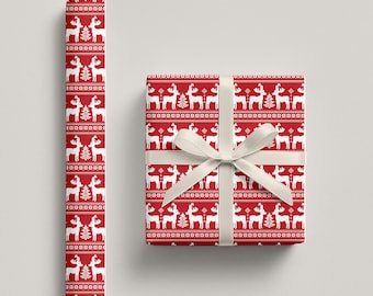 Christmas red vintage wrapping paper
