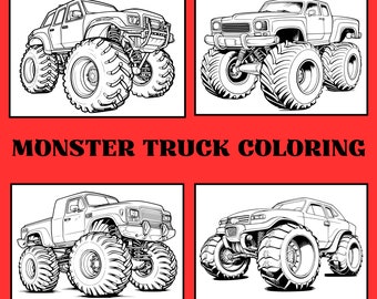 Monster Truck Coloring Pages, Kids Monster Truck Coloring Activity, Coloring Activity for kids, Monster Trucks for coloring, School coloring