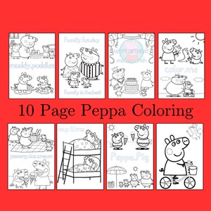 ペッパピッグぬり絵本、ペッパピッグパーティーパック、ホームスクールぬり絵、幼稚園ぬり絵、学校アクティビティ、キッズぬり絵本、キッズアクティビティ
