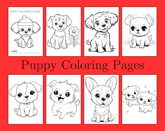Puppy Coloring Pages, Homeschool Coloring Activity for Kids, Preschool Coloring, New Puppy Coloring Book, Cute Puppy Coloring Pages, 15 Page