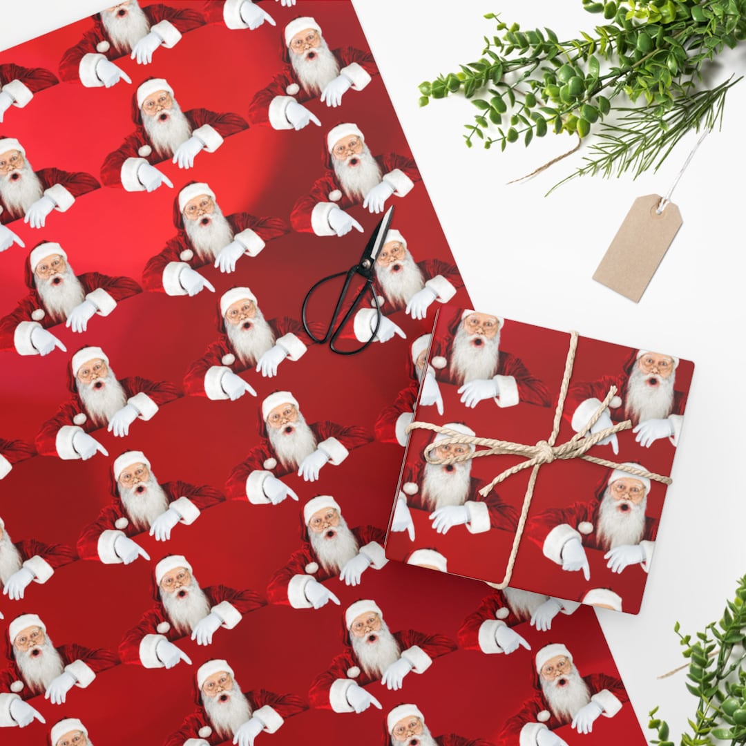 Santa Wrapping Paper, Santa Claus Gift Wrap, Santa's Wrapping