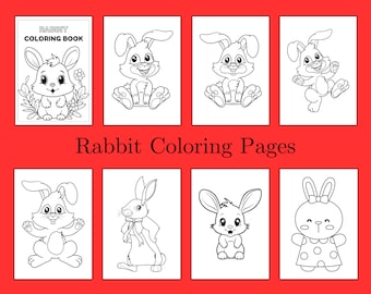 Rabbit Coloring Book: Easter Bunny Art, Fun Activity (Digital Download)