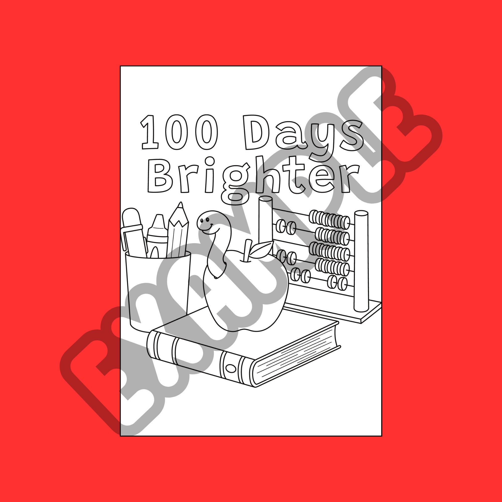 100 Days of School Coloring, Cute Coloring Pages for Kids, 15 Page 100 ...