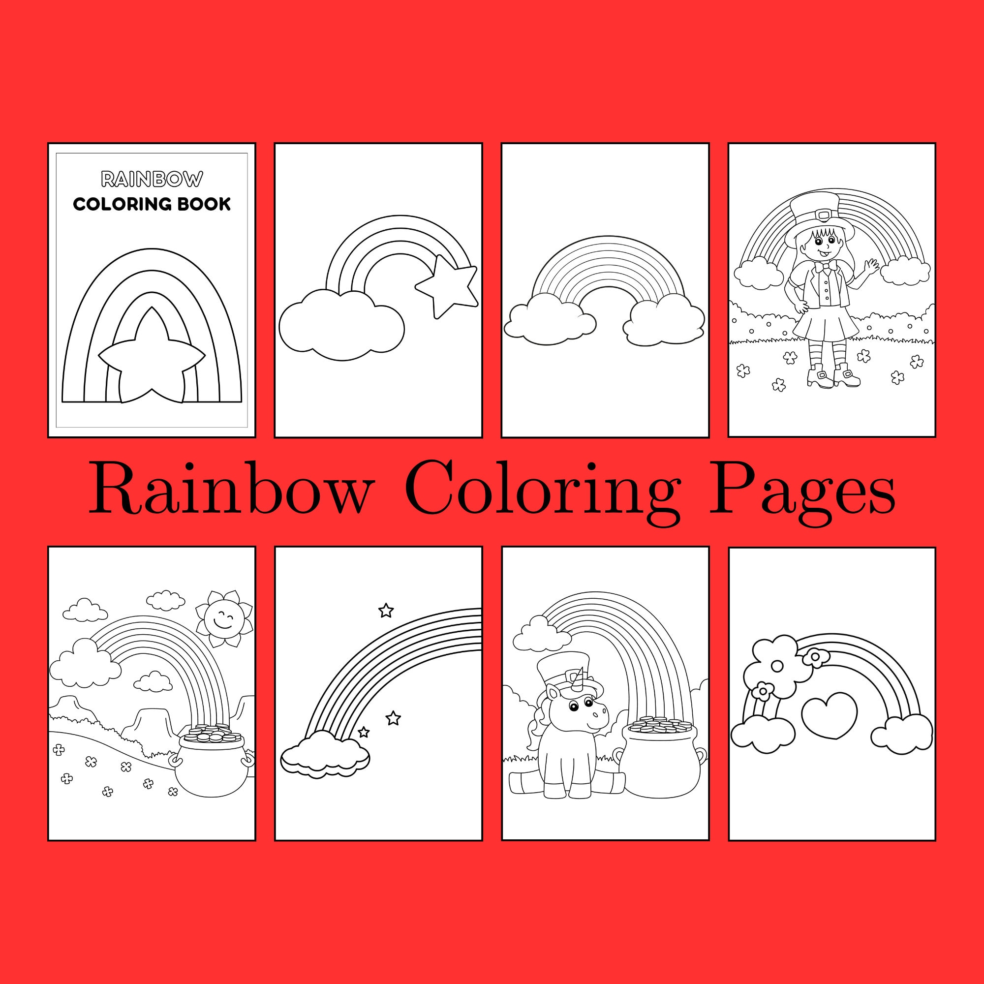 Rainbow Coloring Pages, Kids Coloring Book, Rainbow Coloring Book for ...