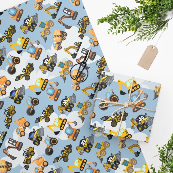 Digger Truck Wrapping Paper Etsy