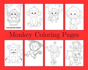Monkey Coloring Pages, Homeschool Coloring Pages, Preschool Coloring Pages, Monkey Coloring Book, Monkey Printable, Coloring Pages for Kids