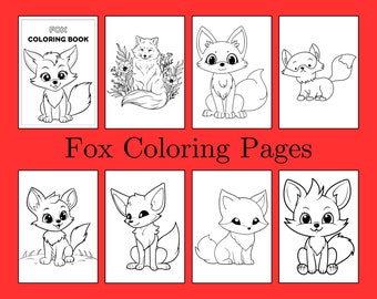 Fox coloring pages, kids coloring book, fox printable, cute coloring pages for kids and adults, coloring pages for girls and boys