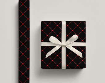 Back with red hearts wrapping paper