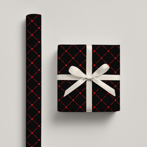 Back with red hearts wrapping paper
