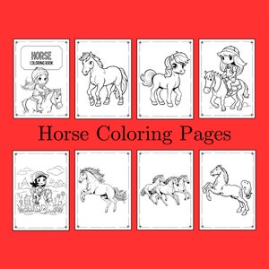Horse Coloring Pages, Cute Horse Coloring Book for Kids, Homeschool Coloring Pages, Preschool Coloring Page, Adult Coloring, Horse Printable