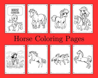 Disegni da colorare di cavalli, libro da colorare di cavalli carino per bambini, disegni da colorare per la scuola materna, disegni da colorare per adulti, cavallo stampabile