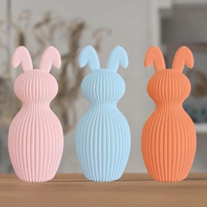 STL File Easter Bunny, Rabbit Family Easter Eggs, 3D Printable Easter Lamp, Digital Download Gift for Easter