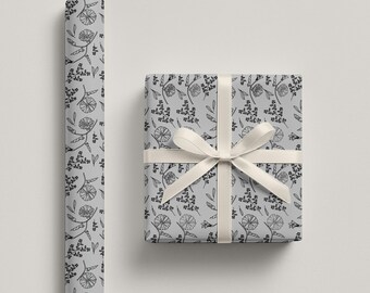 Papel de regalo floral negro