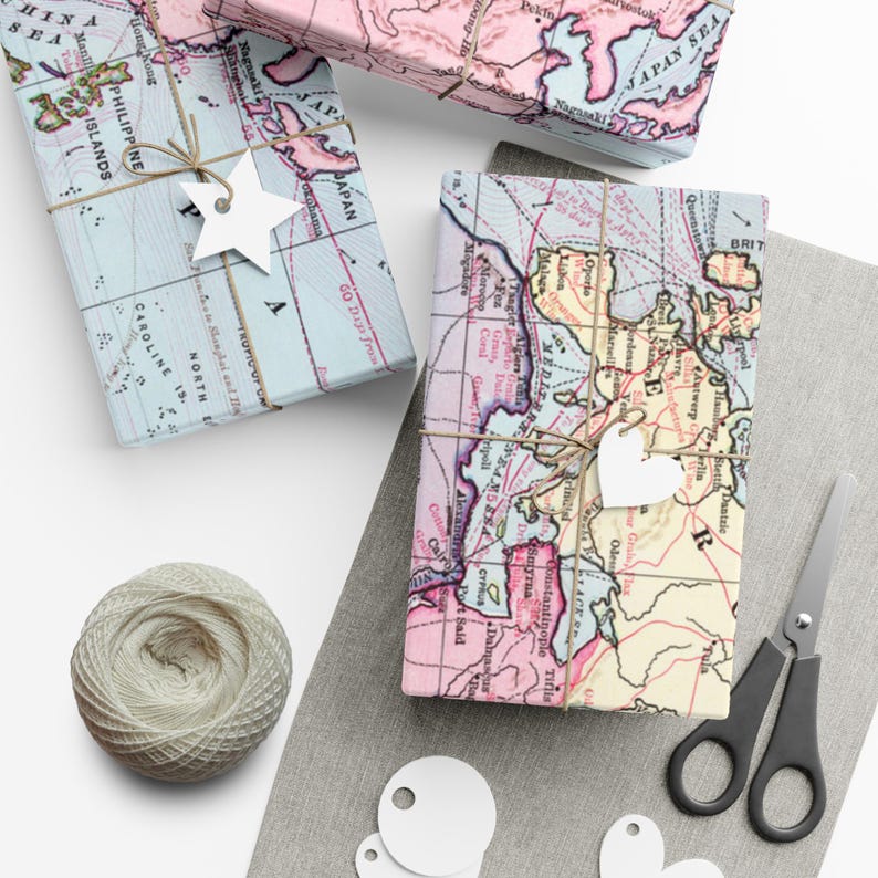 Map Wraper Worldmap Wrapping Paper, Original Worldmap Wrapping Paper, Around the ...