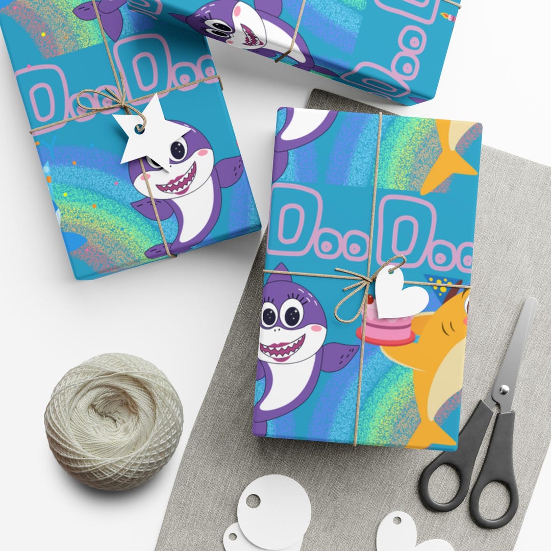 Shark Wrapping Paper, Kids Birthday Wrapping Paper - Etsy