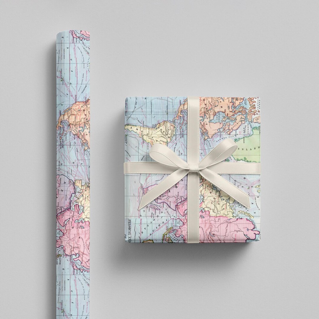 Map Wraper Worldmap Wrapping Paper - Etsy