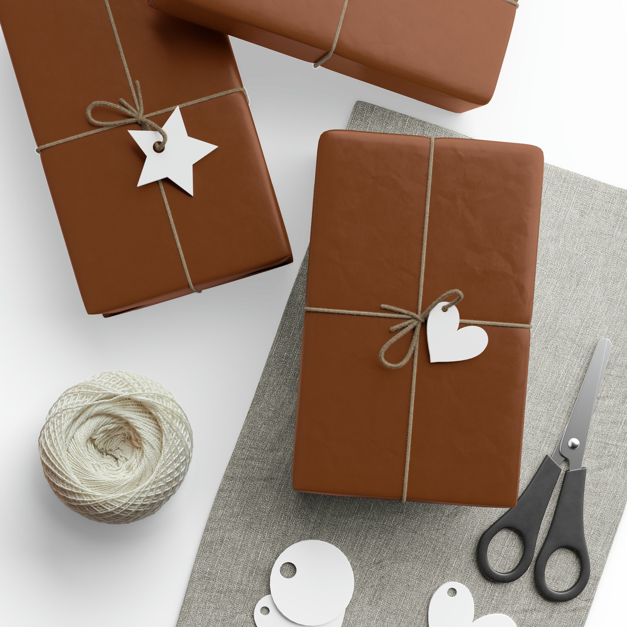 Matte Brown Wrapping Paper, Brown Gift Wrap, Simple and Plaid