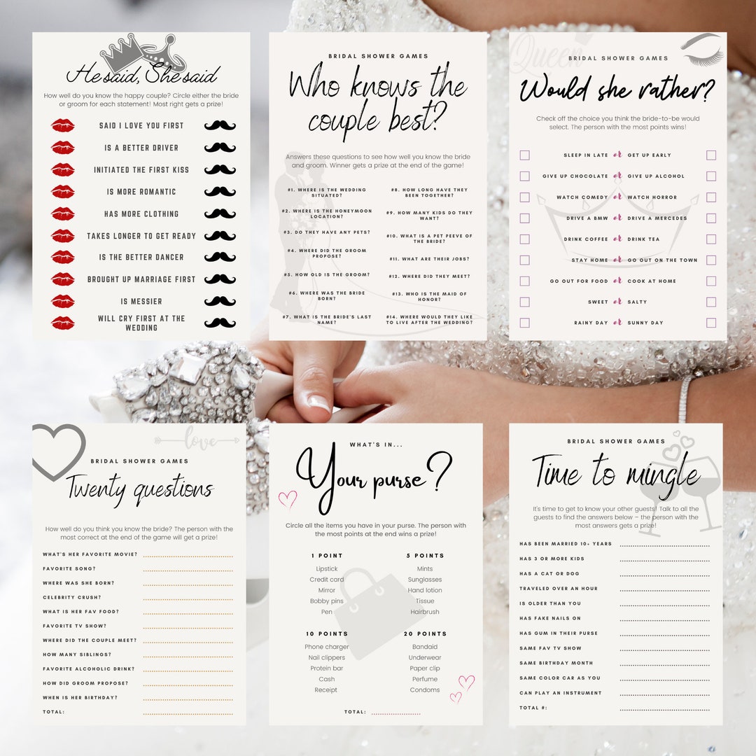Bridal Shower Games, Bachelorette Games, Bridal Shower, Minimalist ...