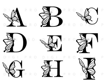 Butterfly Monogram SVG Bundle, Alphabet Letter SVGs for Cricut, Personalized Craft Files