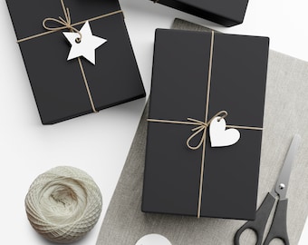 Black Wrapping Paper, Matte Black Wrapping Paper, Elegant Wrapping Paper, Black Christmas Wrapping Paper, Black Gift Wrap Roll, Vintage