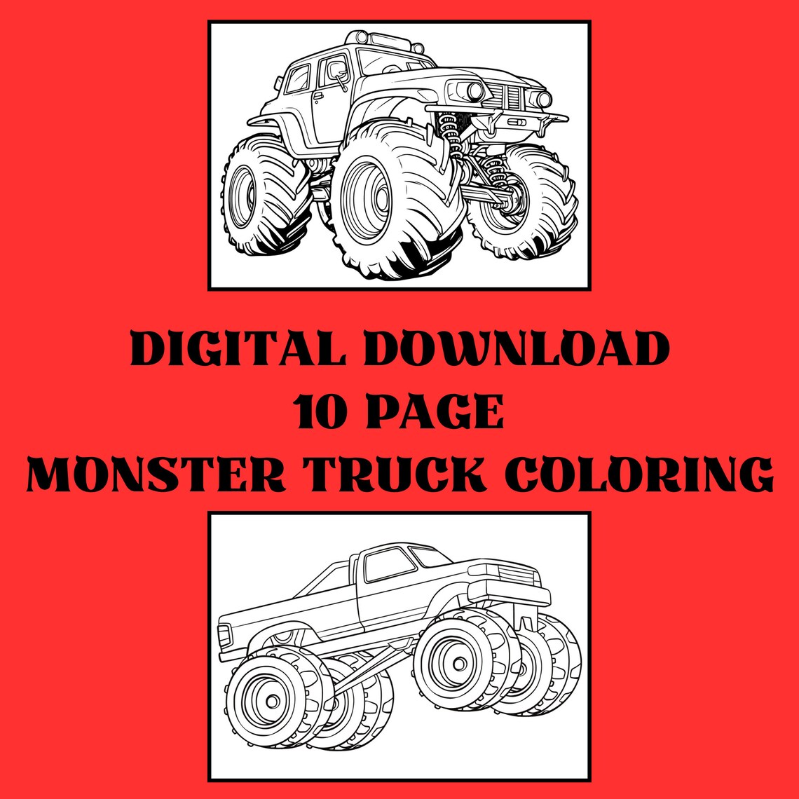 Monster Truck Coloring Pages, Kids Monster Truck Coloring Activity ...