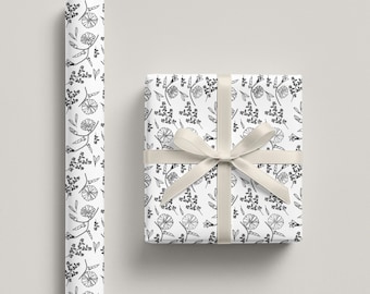 Black and White Floral Wrapping Paper