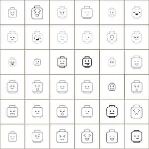 125 Brick Faces Bundle / Bambini giocattolo facce SVG e PNG / Blocchi da costruzione Clipart / Mattoni da gioco vettoriali
