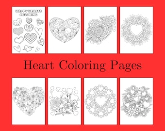 Heart Coloring Pages, Valentines Day Coloring Pages, Homeschool Activity, Adult Coloring, Kids Coloring, Heart Coloring Activity