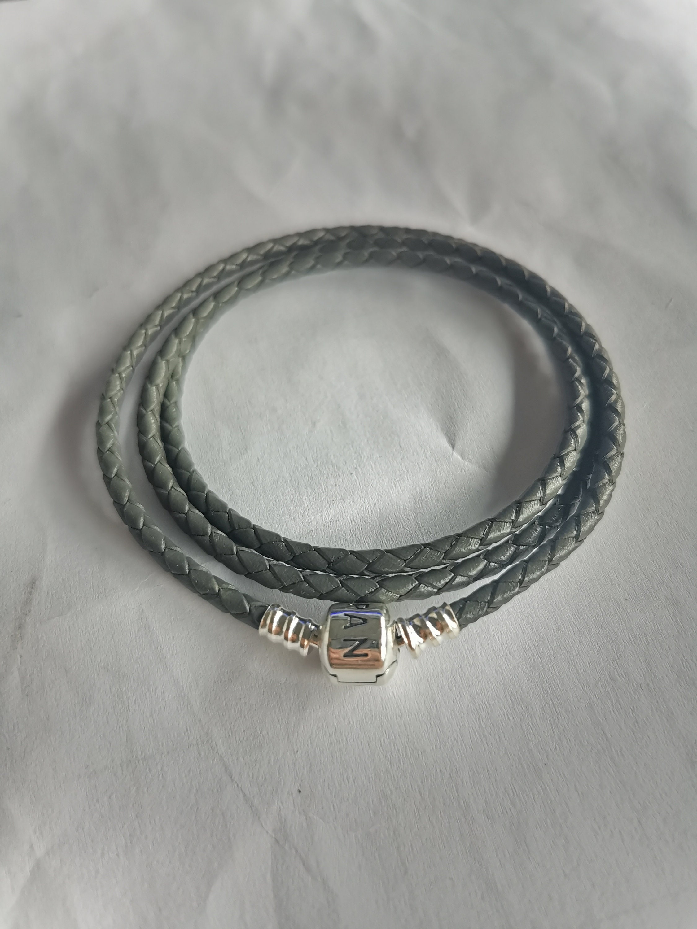 Grey leather hotsell bracelet pandora