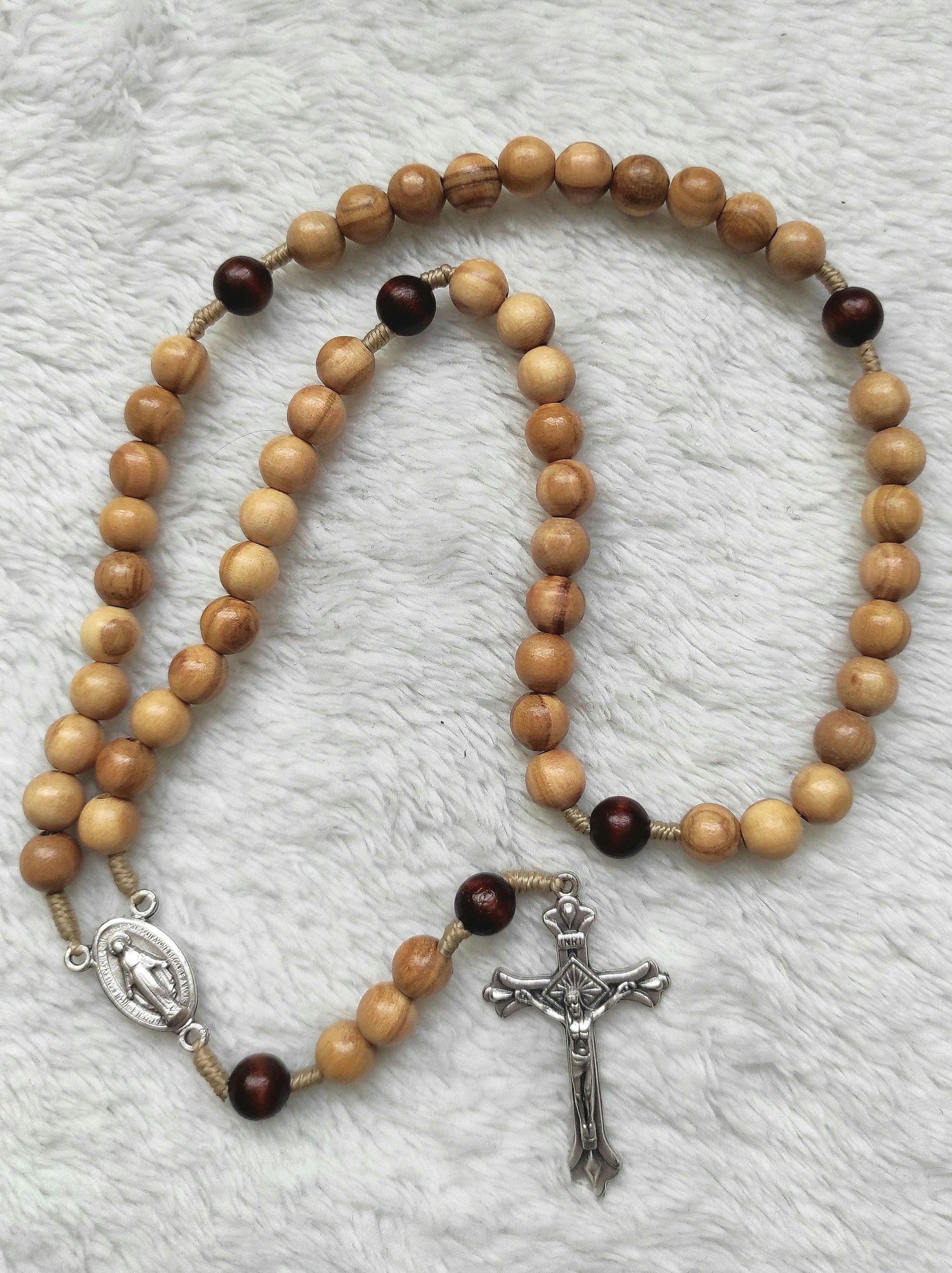 Collana Con Rosario In Legno Da 10 Mm Per Donna Uomo Classico - Foto 13