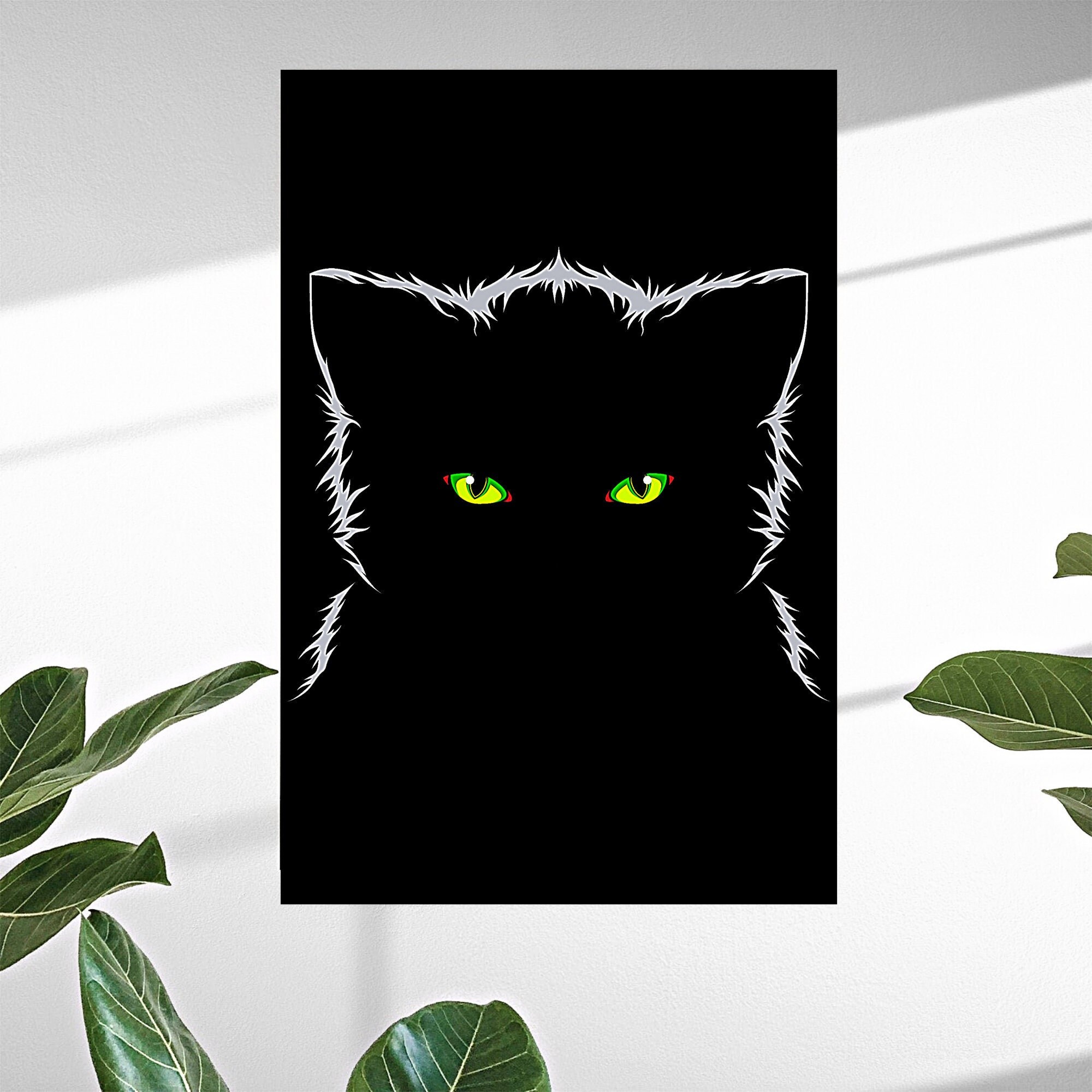 Tableau Chat - Tableau Noir Décoration Murale Animaux Impression sur Toile Livraison Gratuite-Rapide