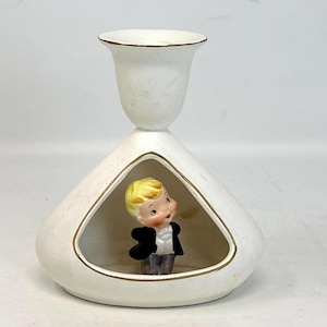 Vtg Holt Howard Wedding Groom Diorama Taper Candle Holder 1959