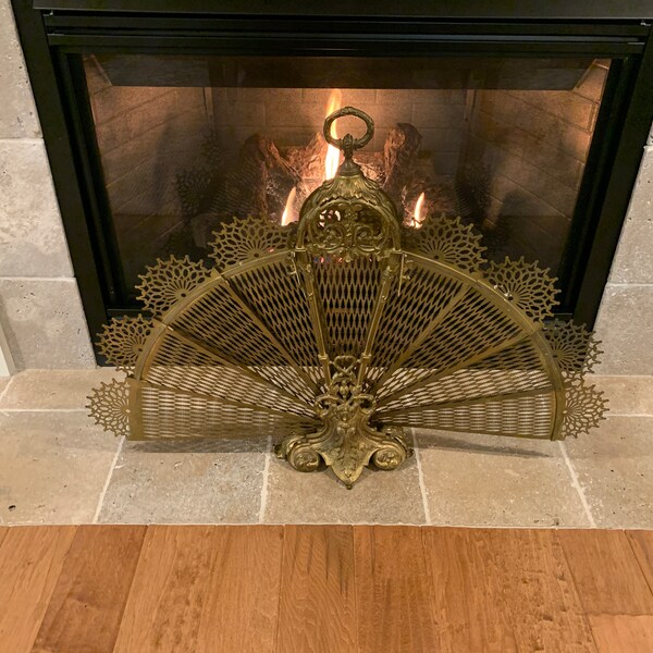 Brass Peacock Fireplace Screen Etsy