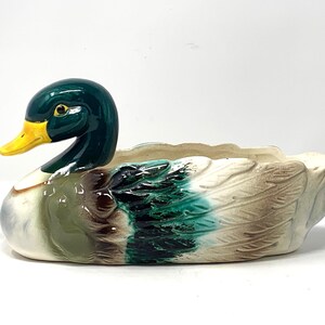 Vintage Ceramic Hand painted Duck Planter
